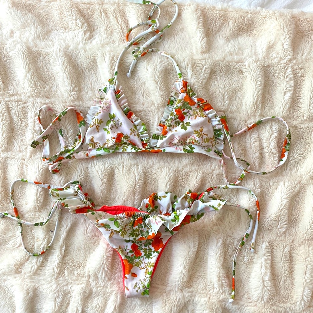 Lolli Swim Cheeky Floral Bikini EUC